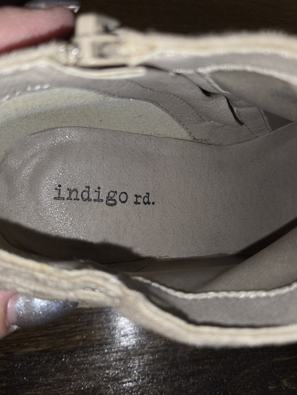 Indigo Road Taupe Braided Suede Ankle Booties with Stacked Heel - Picture 8 of 9